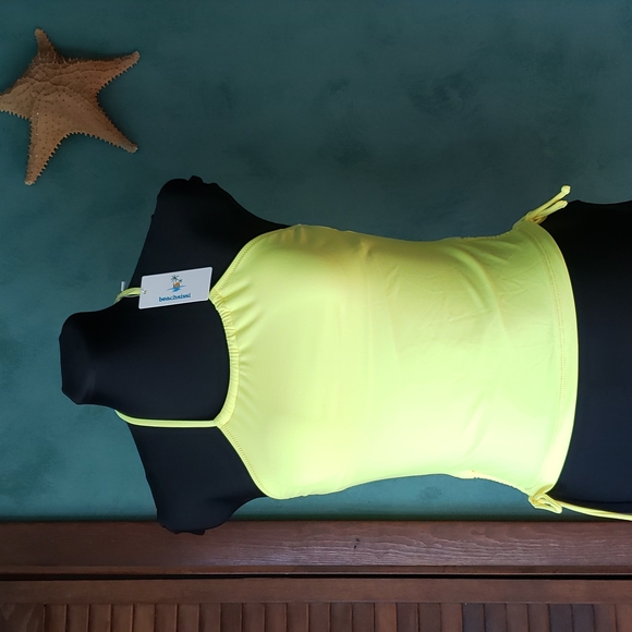 beachsissi Neon Yellow Tankini Swim Top πββοΈ Women's Size Small NWT - Picture 2 of 11
